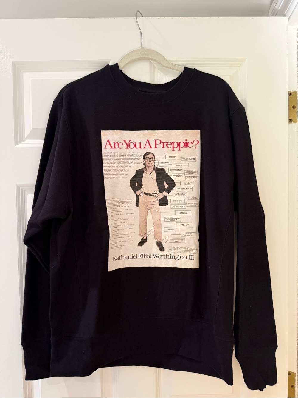Rowing Blazers “Are You A Preppie?” Black Crewneck Sweatshirt